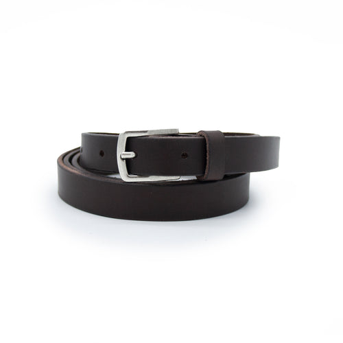 Cintura Cuoio Fibbia Argento 2cm