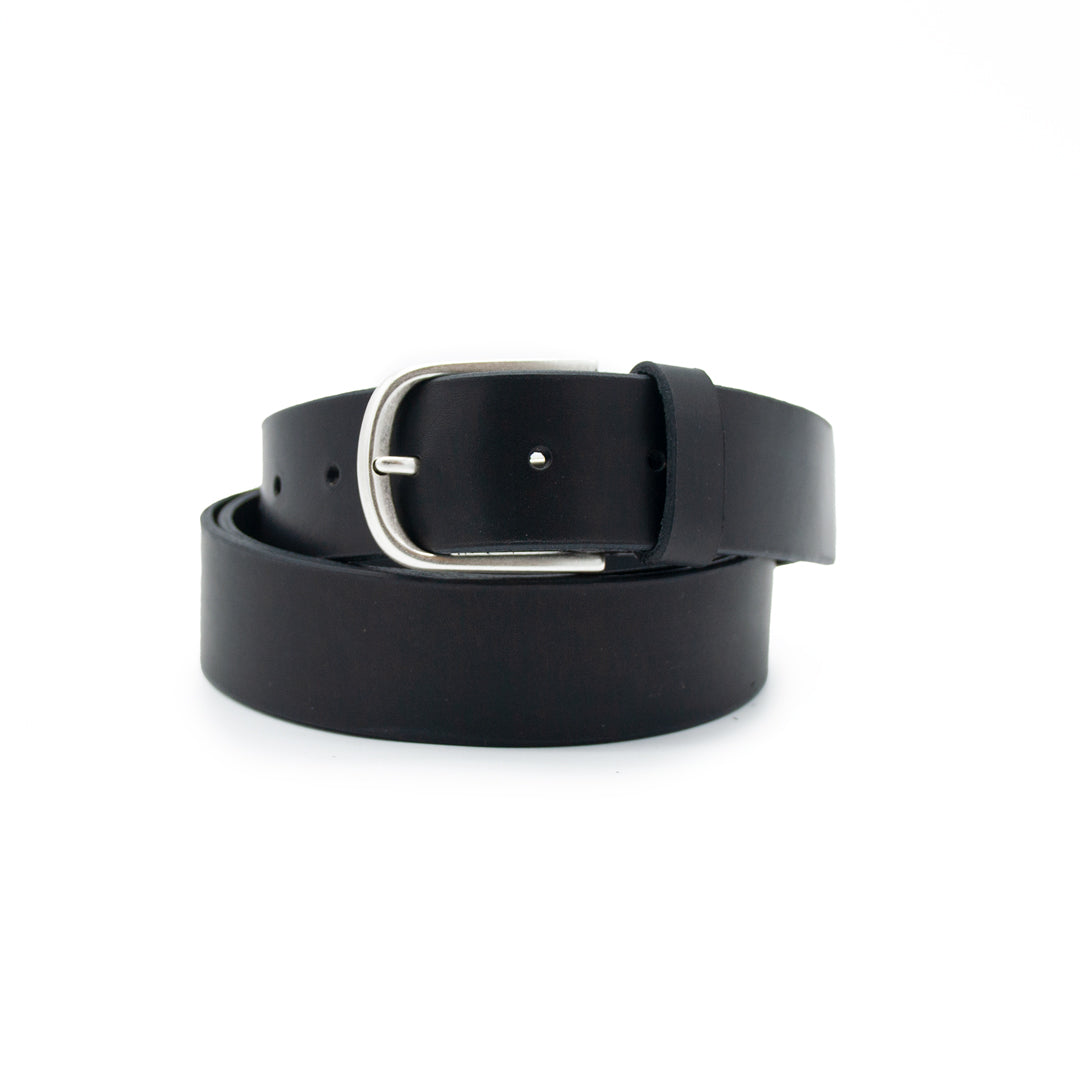 Cintura Cuoio Fibbia Argento 3,5cm